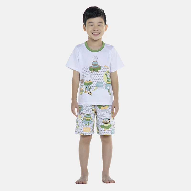 Pijama Masculino Kids Manga Curta e Bermuda