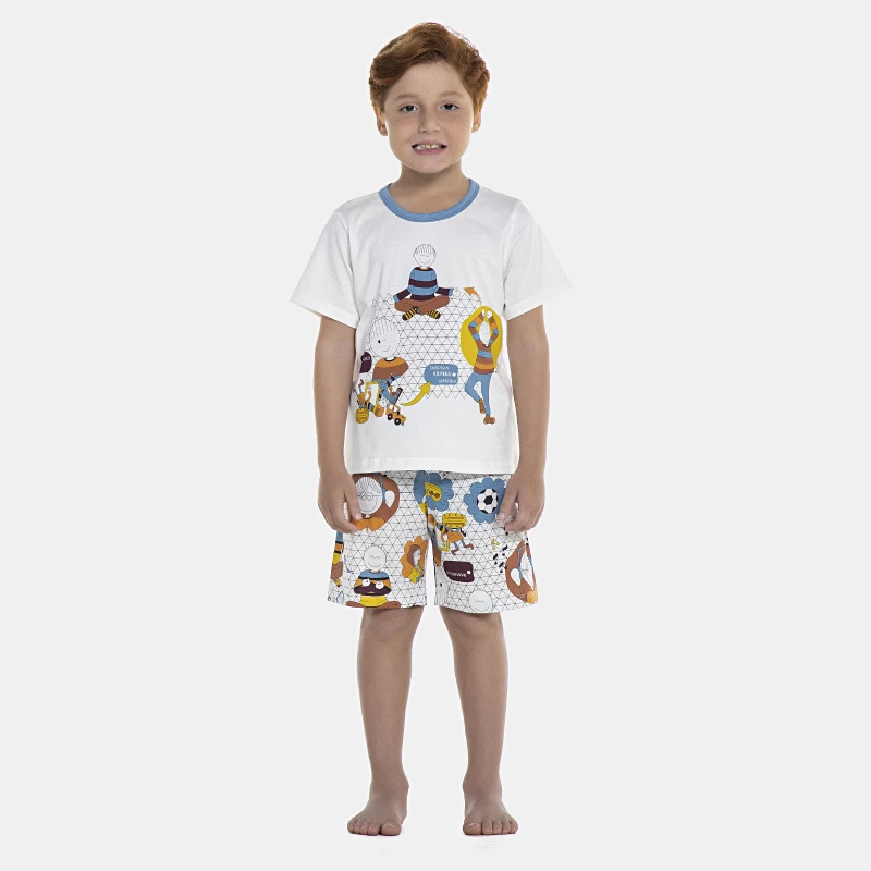Pijama Masculino Kids Manga Curta e Bermuda
