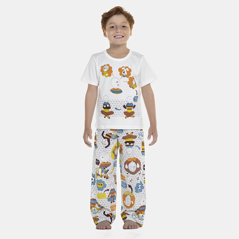 Pijama Masculino Kids Manga Curta e Calça
