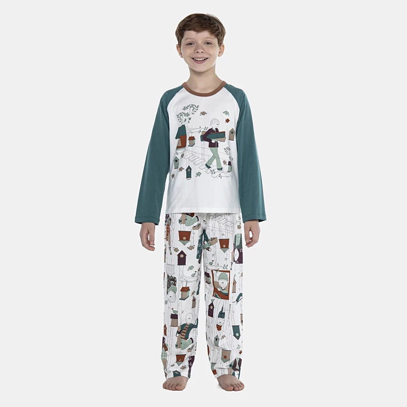 Pijama Masculino Kids Manga Longa e Calça