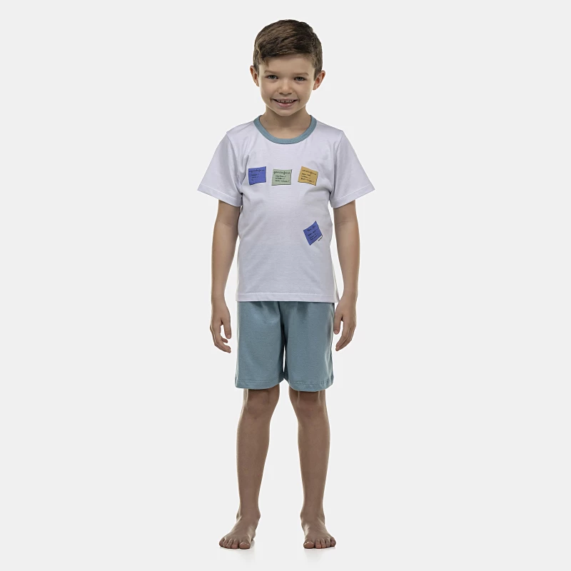 Pijama Masculino Kids Manga Curta e Bermuda
