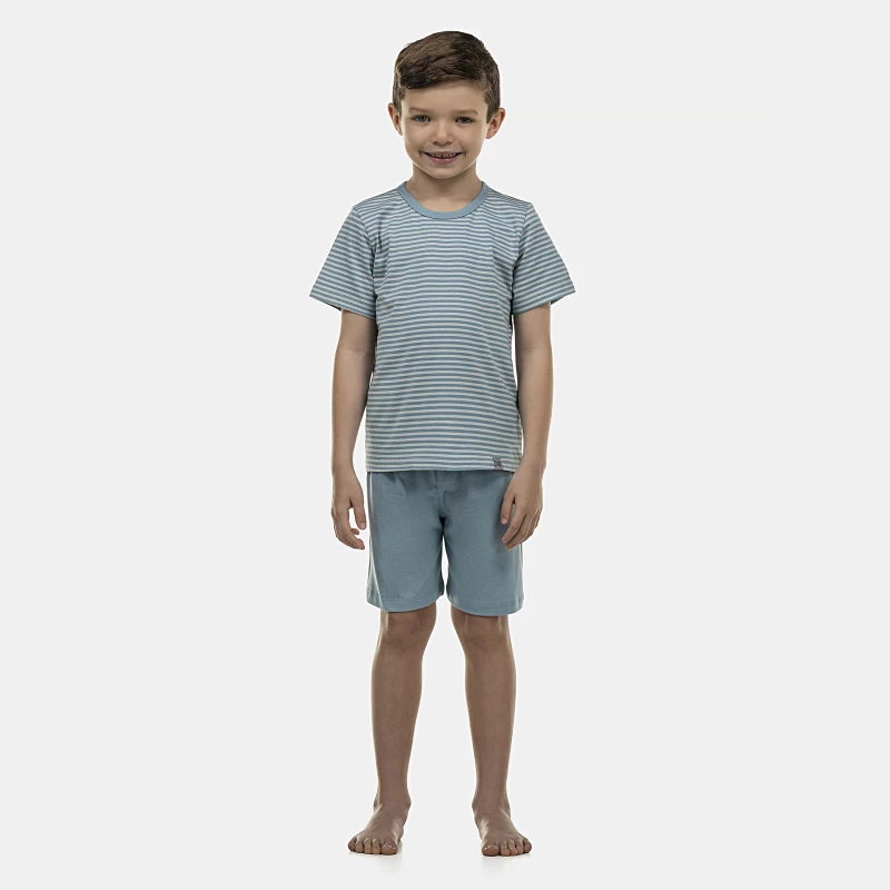 Pijama Masculino Kids Manga Curta e Bermuda