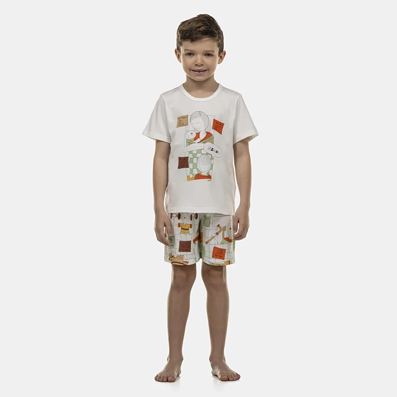 Pijama Masculino Kids Manga Curta e Bermuda