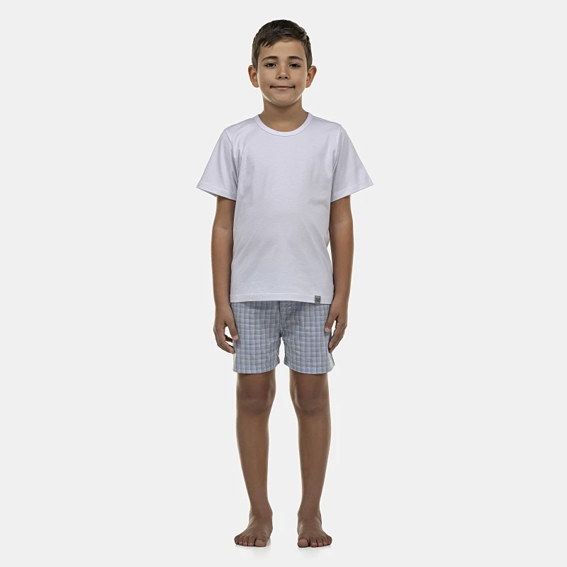 Pijama Masculino Kids Manga Curta e Short Tricoline