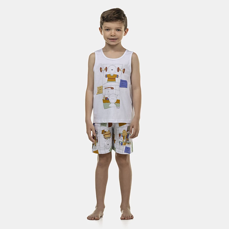 Pijama Masculino Kids  Regata e Bermuda