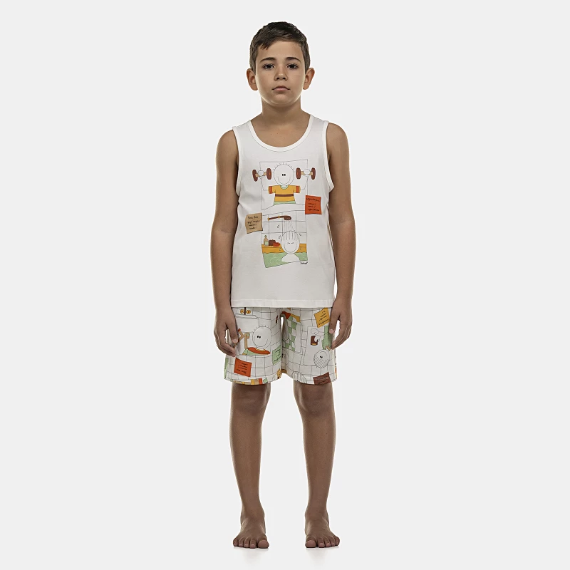 Pijama Masculino Kids  Regata e Bermuda