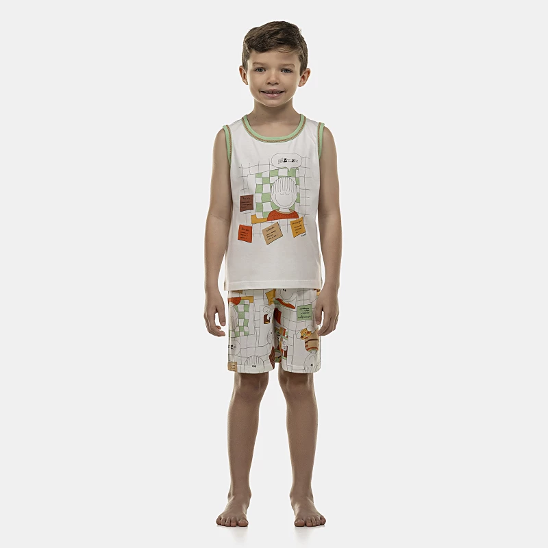 Pijama Masculino Kids Regata Machão e Bermuda
