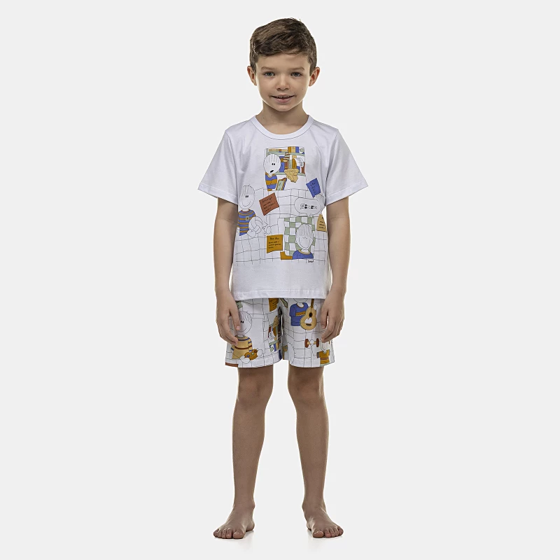 Pijama Masculino Kids Manga Curta e Bermuda