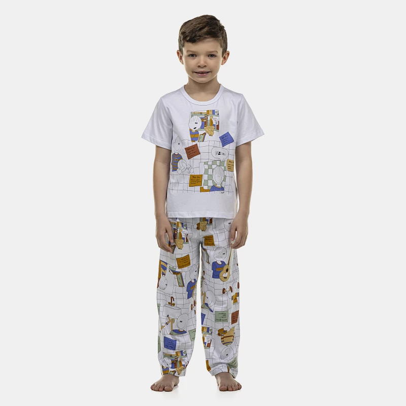 Pijama Masculino Kids Manga Curta e Calça