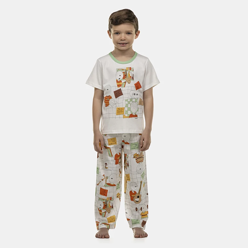 Pijama Masculino Kids Manga Curta e Calça