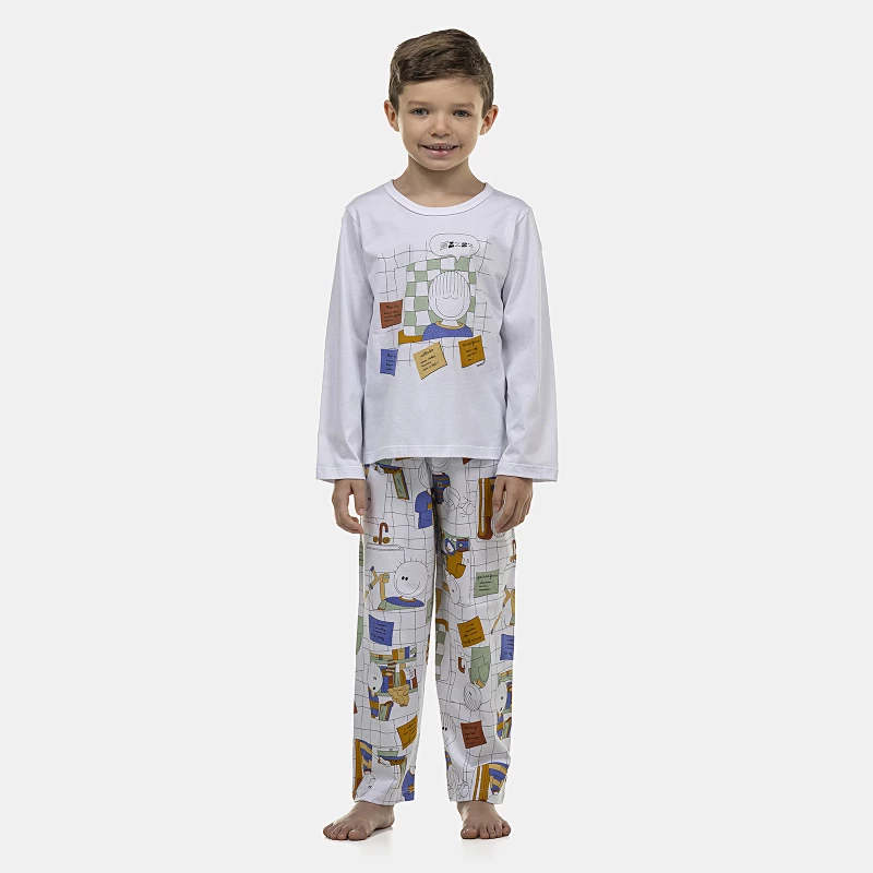 Pijama Masculino Kids Longa Curta e Calça