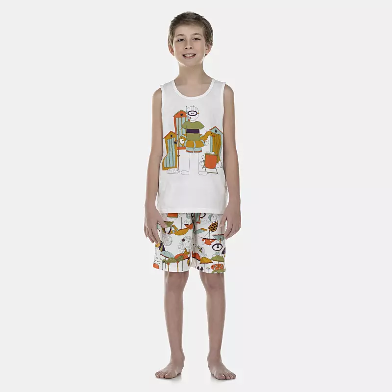 Pijama Masculino Kids  Regata e Bermuda