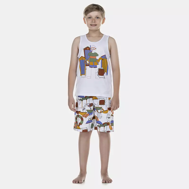 Pijama Masculino Kids  Regata e Bermuda