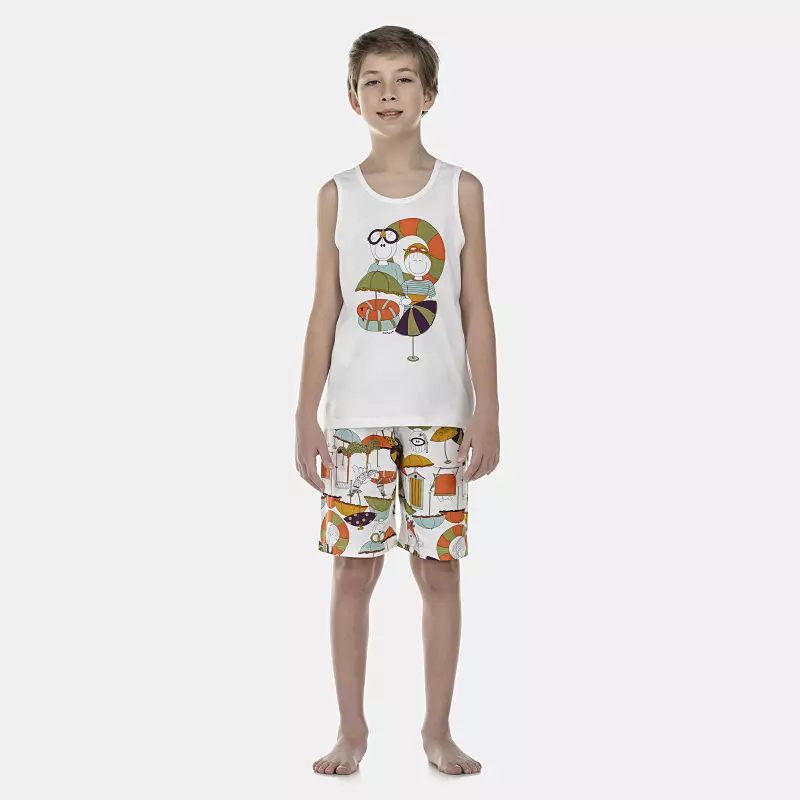 Pijama Masculino Kids  Regata e Bermuda