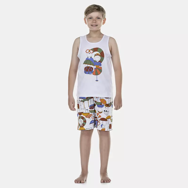 Pijama Masculino Kids  Regata e Bermuda