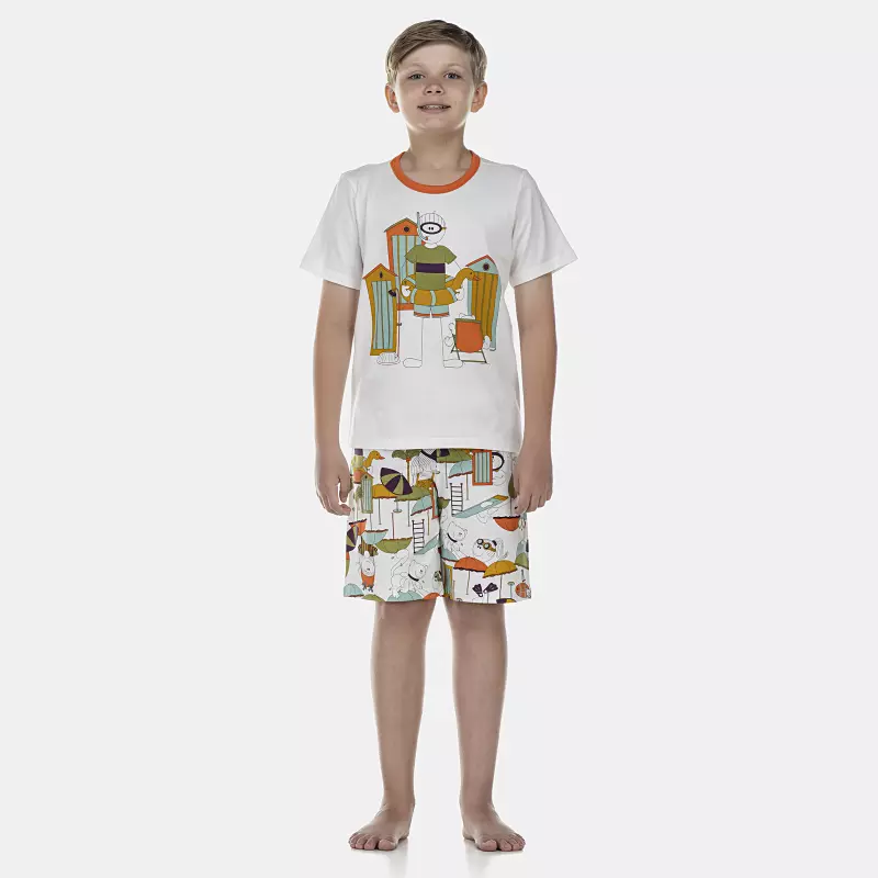 Pijama Masculino Kids Manga Curta e Bermuda