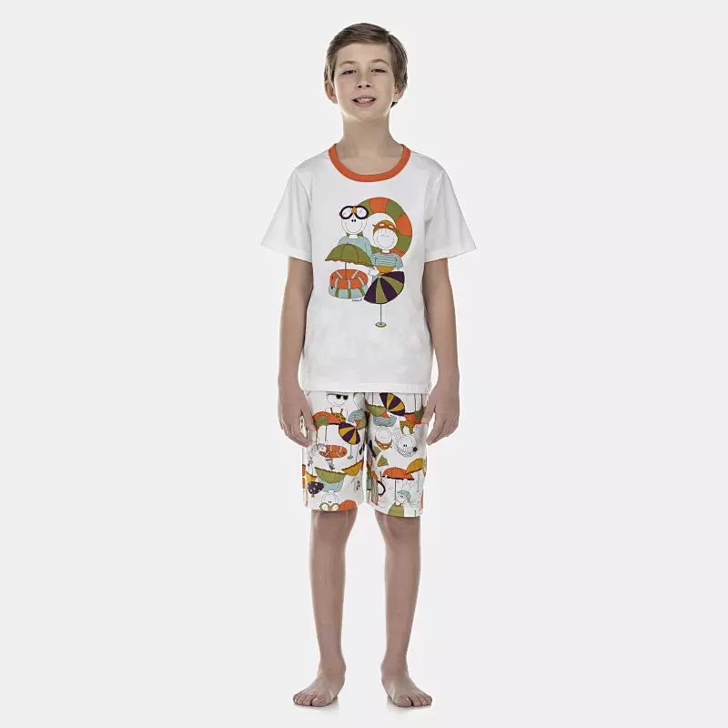 Pijama Masculino Kids Manga Curta e Bermuda
