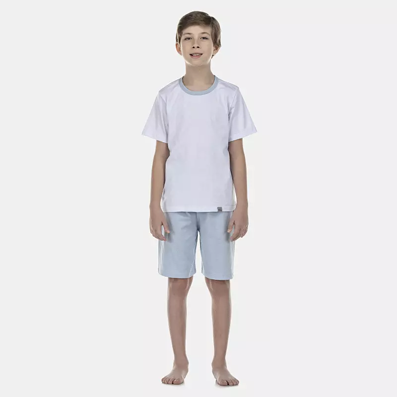 Pijama Masculino Kids Manga Curta e Bermuda