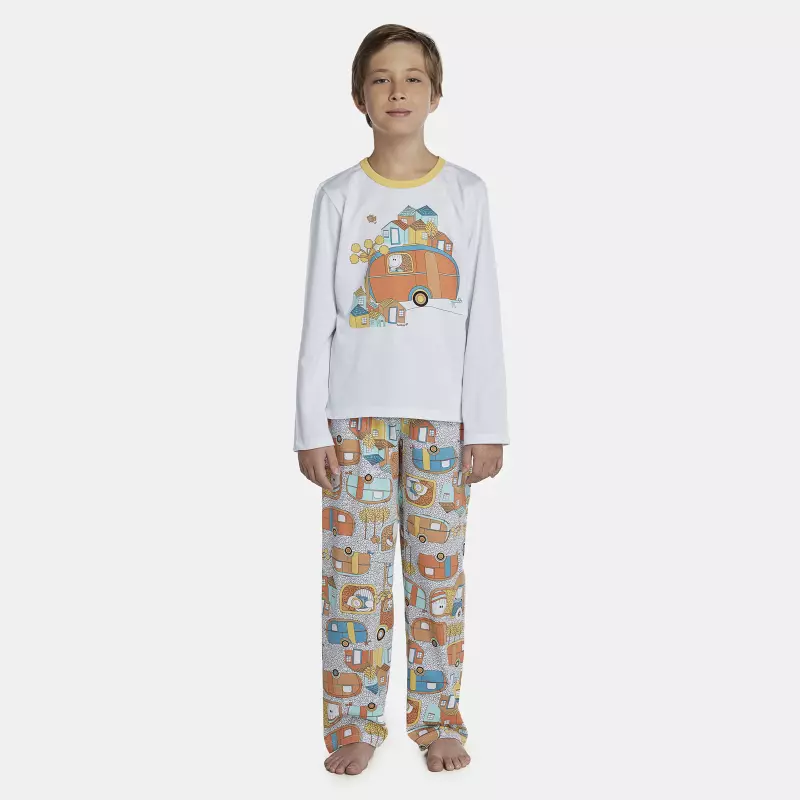 Pijama Masculino Kids Manga Longa e Calça