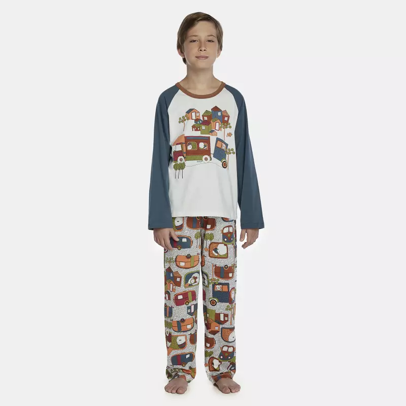 Pijama Masculino Kids Manga Longa e Calça