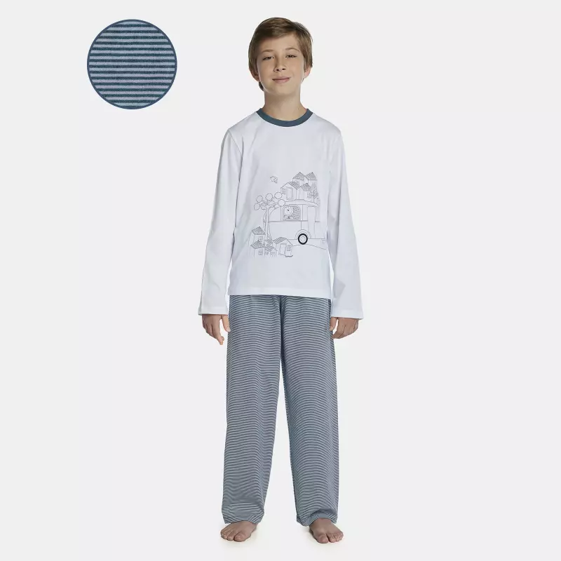Pijama Masculino Kids Manga Longa e Calça