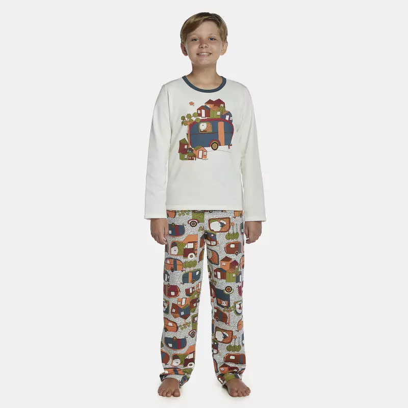 Pijama Masculino Kids Manga Longa e Calça Moletinho