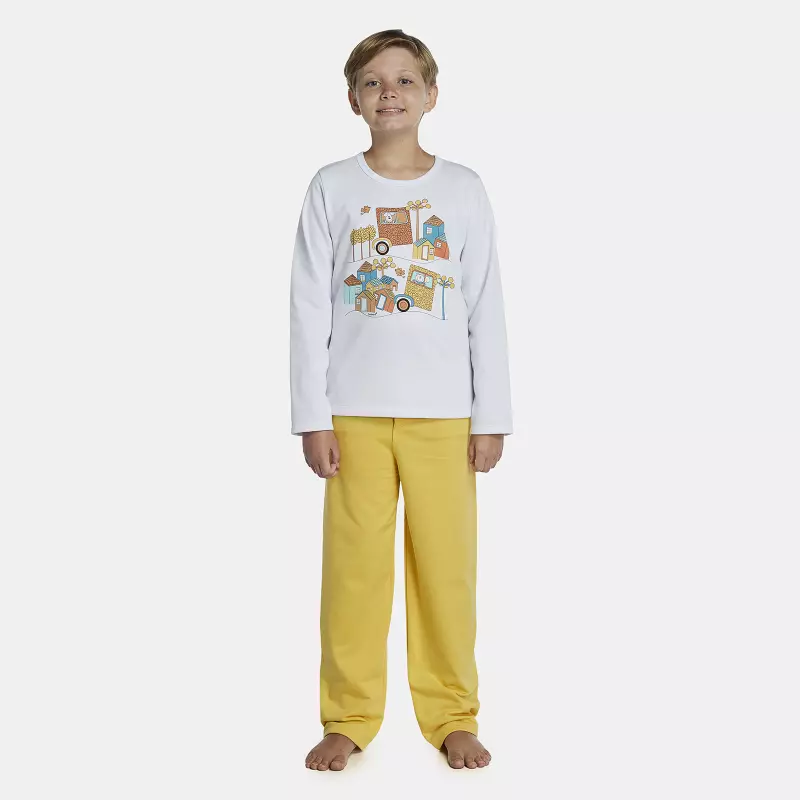 Pijama Masculino Kids Manga Longa e Calça Moletinho