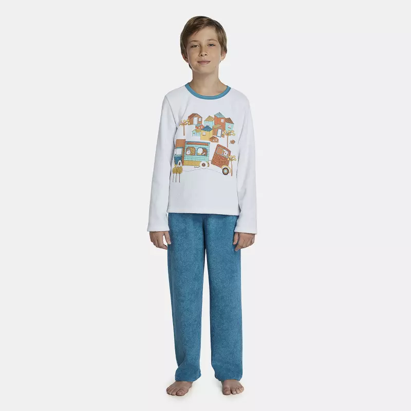 Pijama Masculino Kids Manga Longa e Calça Plush