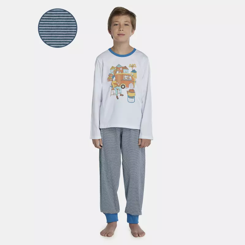Pijama Masculino Kids Manga Longa e Calça