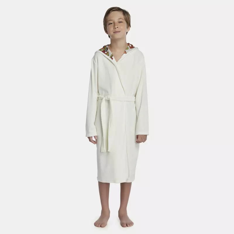 Roupão Masculino Kids Manga Longa Transpassado Com Capuz Atoalhado