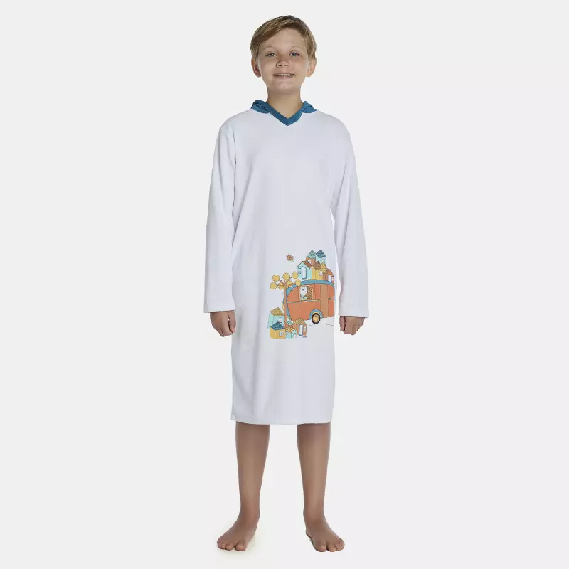 Roupão Masculino Kids Manga Longa Fechado Com Capuz Atoalhado