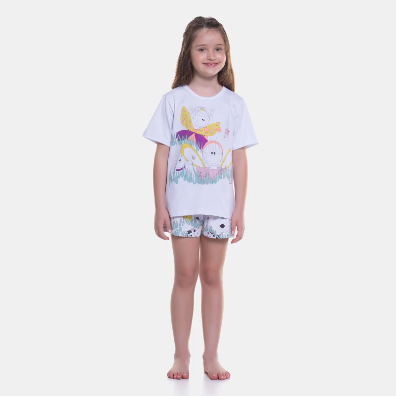 Pijama Infantil Feminino Curto Pat Annie e Nina