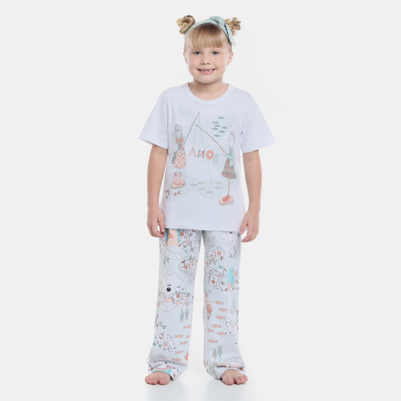 Pijama manga curta e calça