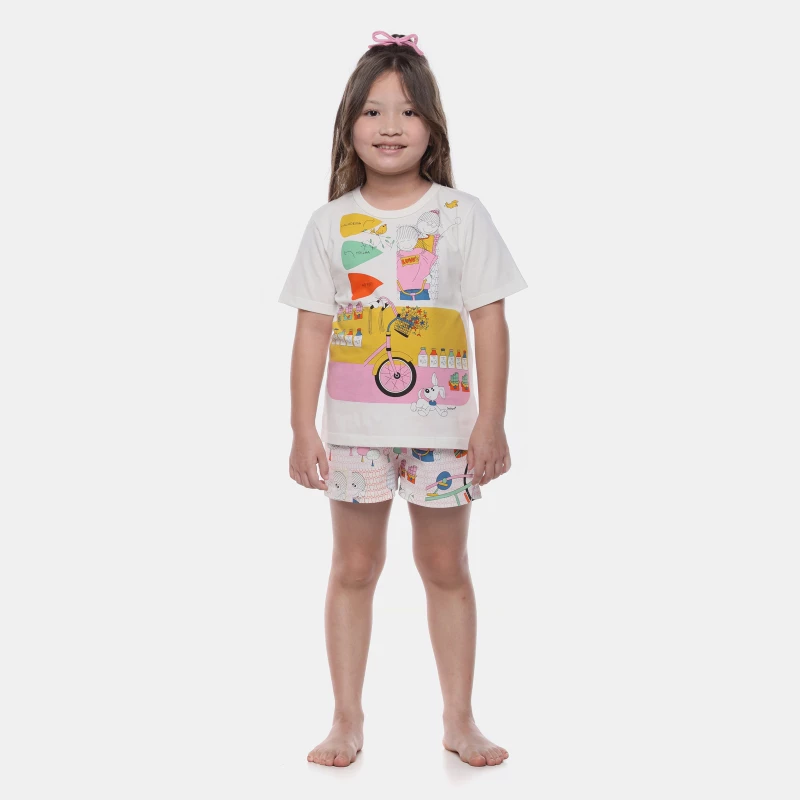 Pijama Feminino Infantil Blusa Manga Curta