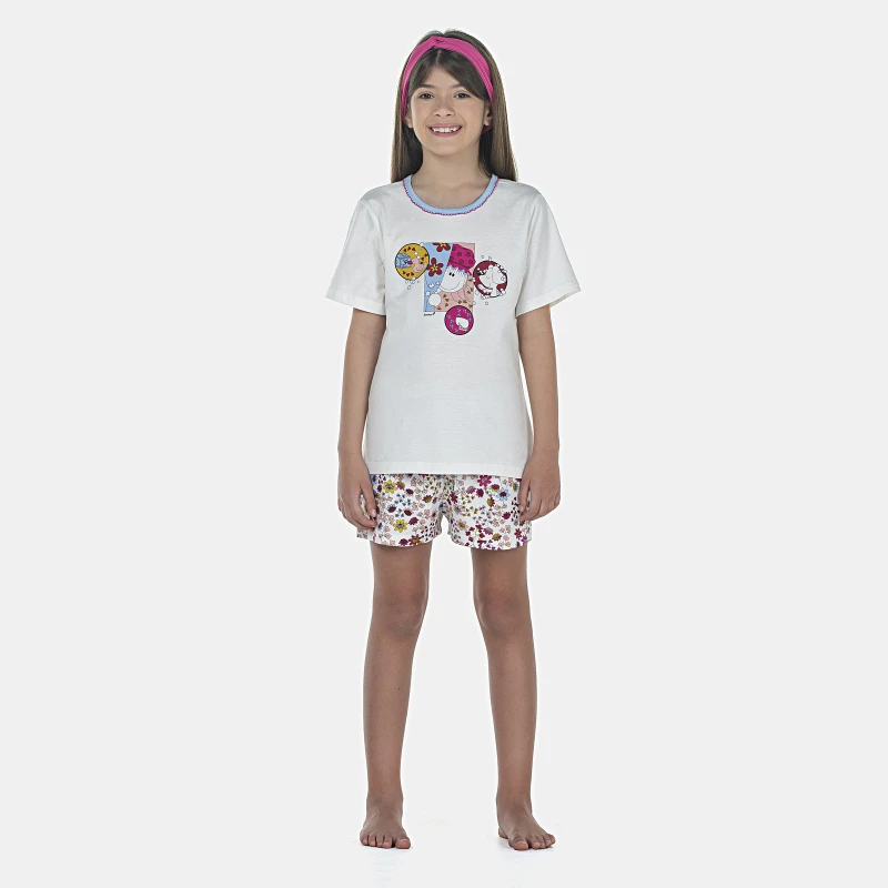 Pijama Feminino Kids Manga Curta e Short