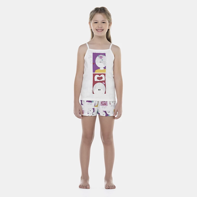Pijama Feminino Kids Alça e Short
