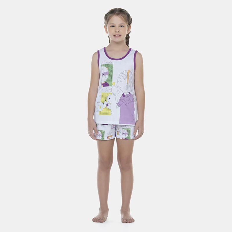 Pijama Feminino Kids Regata e Short