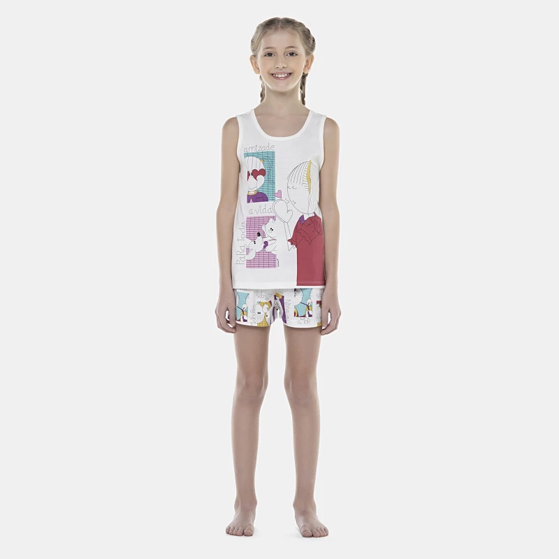 Pijama Feminino Kids Regata e Short