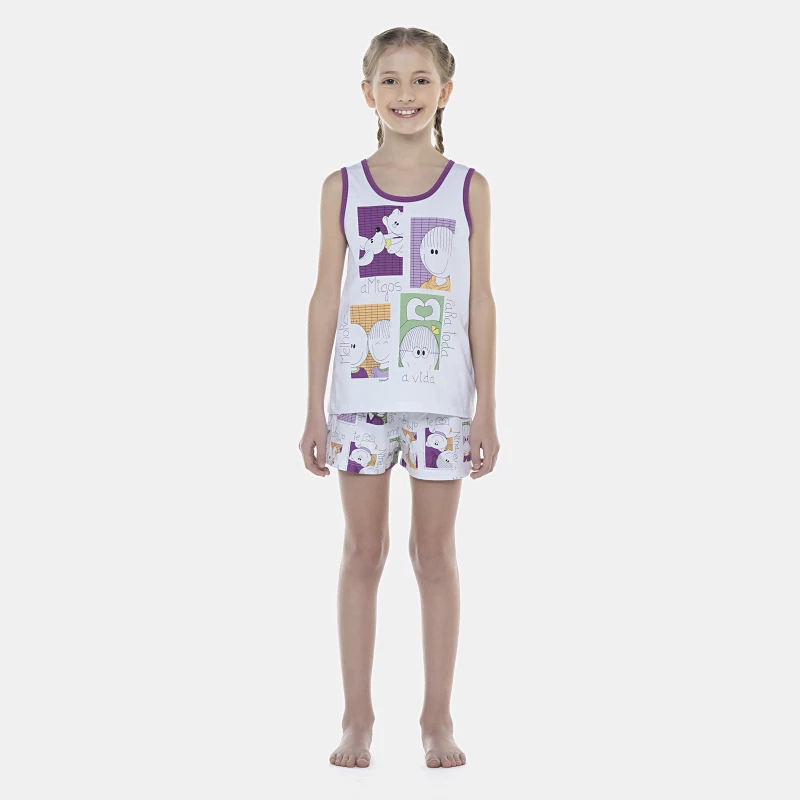 Pijama Feminino Kids Regata e Short