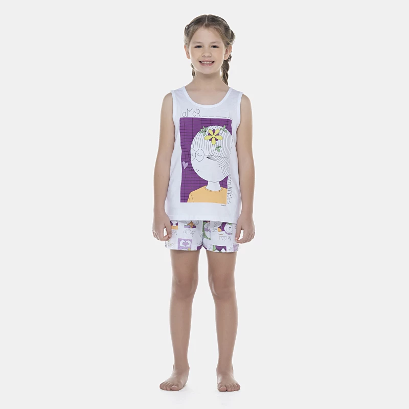 Pijama Feminino Kids Regata e Short
