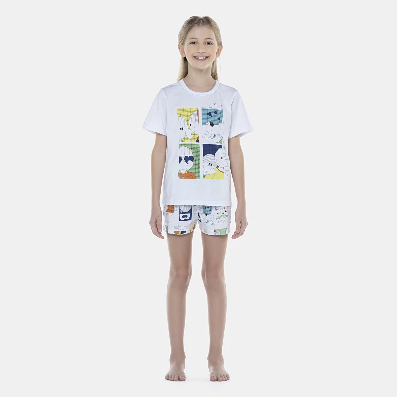 Pijama Feminino Kids Manga Curta e Short
