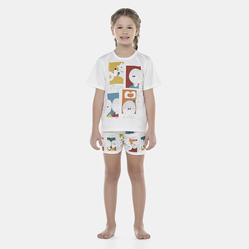 Pijama Feminino Kids Manga Curta e Short