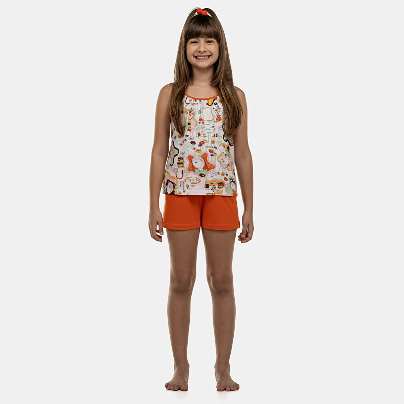 Pijama Feminino Kids Alça e Short