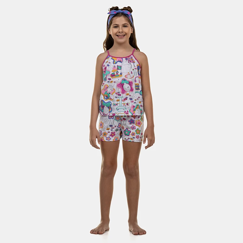 Pijama Feminino Kids Alça e Short