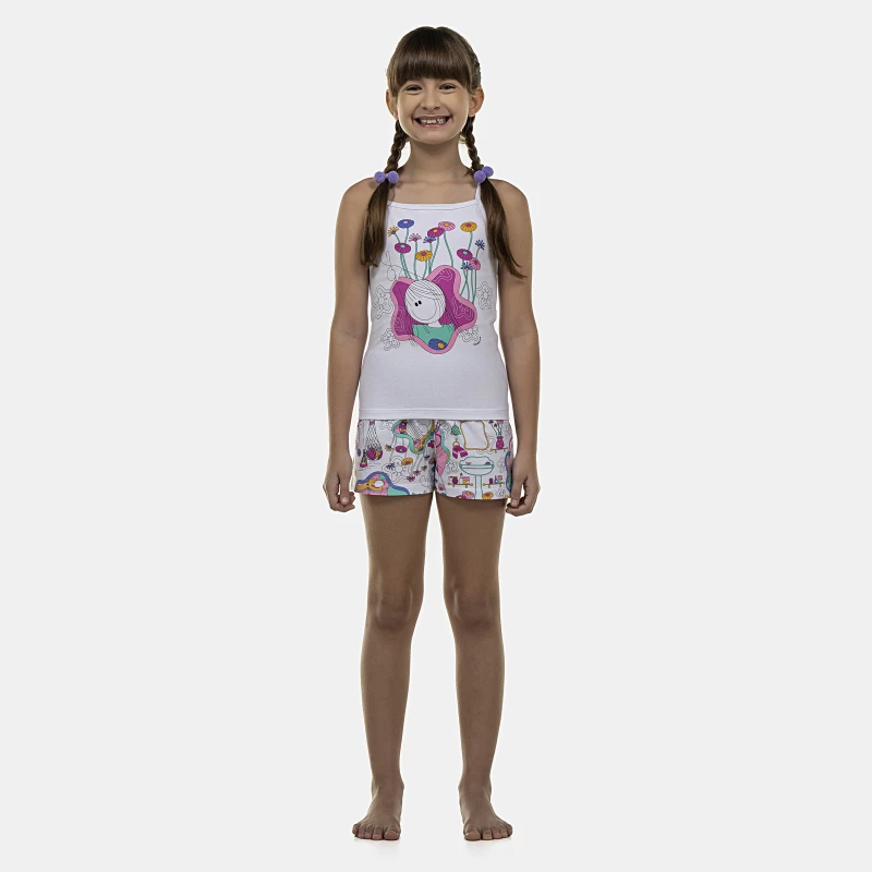 Pijama Feminino Kids Alça e Short