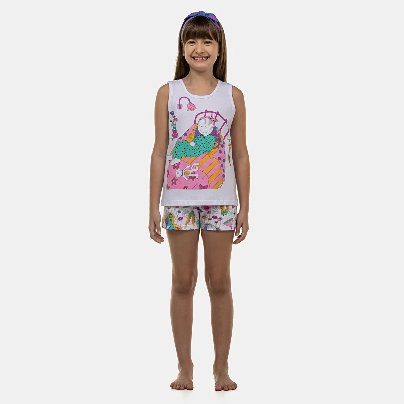 Pijama Feminino Kids Regata e Short