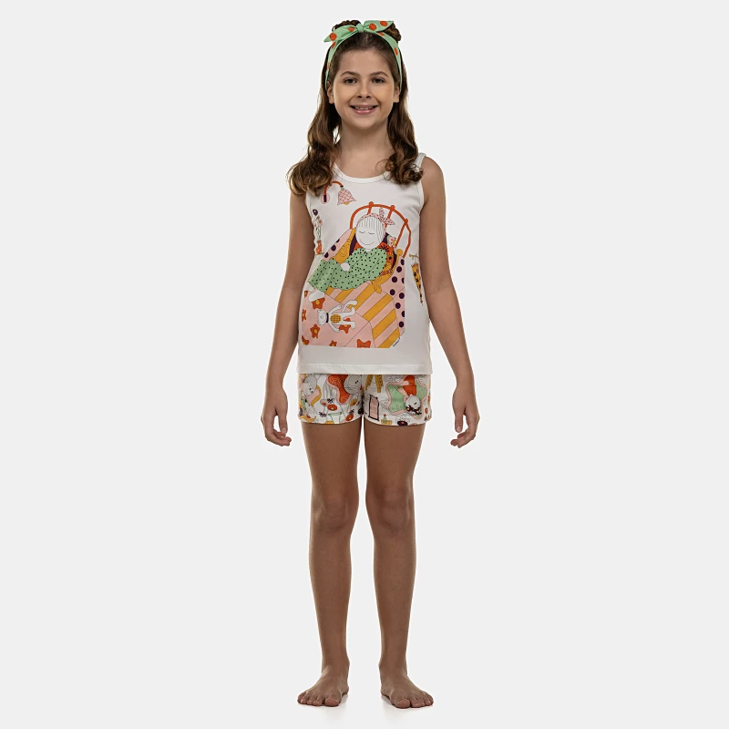 Pijama Feminino Kids Regata e Short
