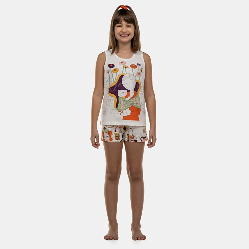 Pijama Feminino Kids Regata e Short