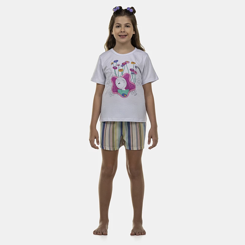 Pijama Feminino Kids Manga Curta e Short