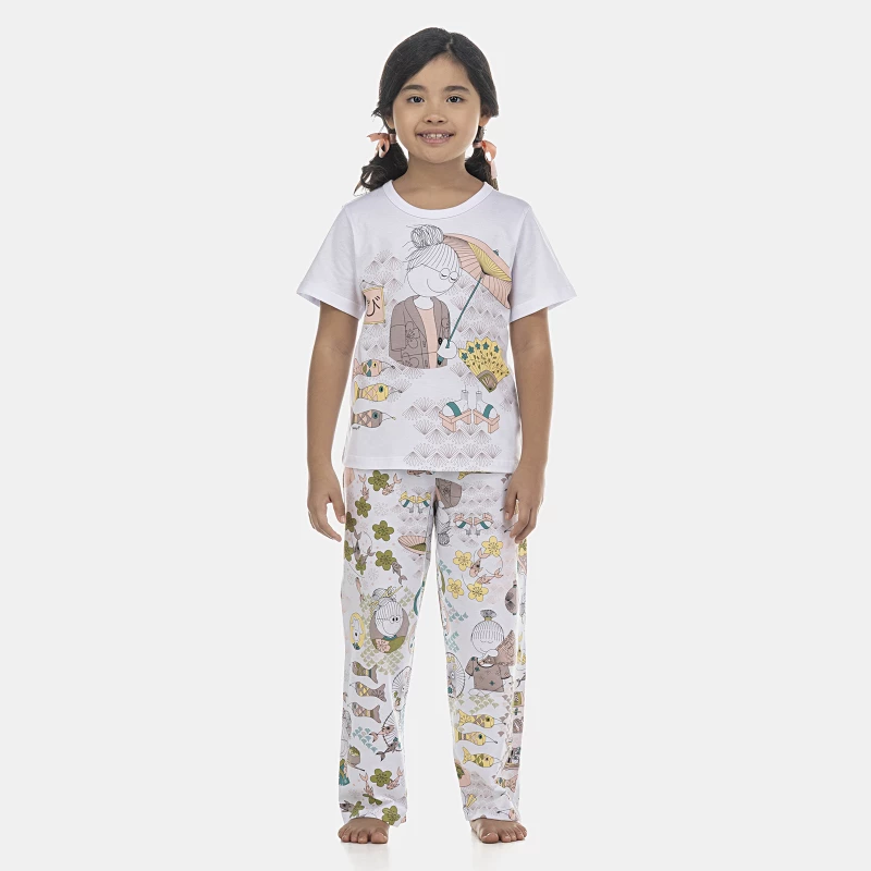 Pijama Feminino Kids Manga Curta e Calça
